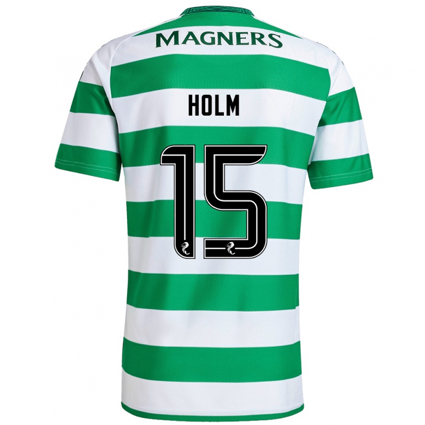 Hombre Fútbol Camiseta Odin Thiago Holm #15 Verde Blanco 1ª Equipación 2024/25 Perú