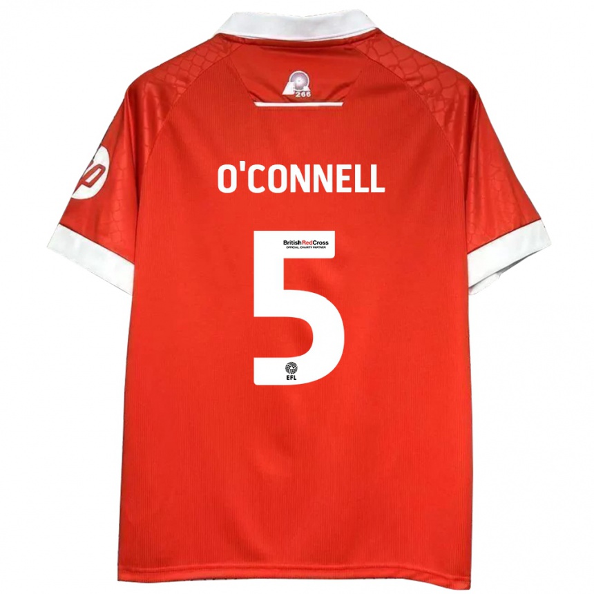 Hombre Fútbol Camiseta Eoghan O'connell #5 Rojo Blanco 1ª Equipación 2024/25 Perú