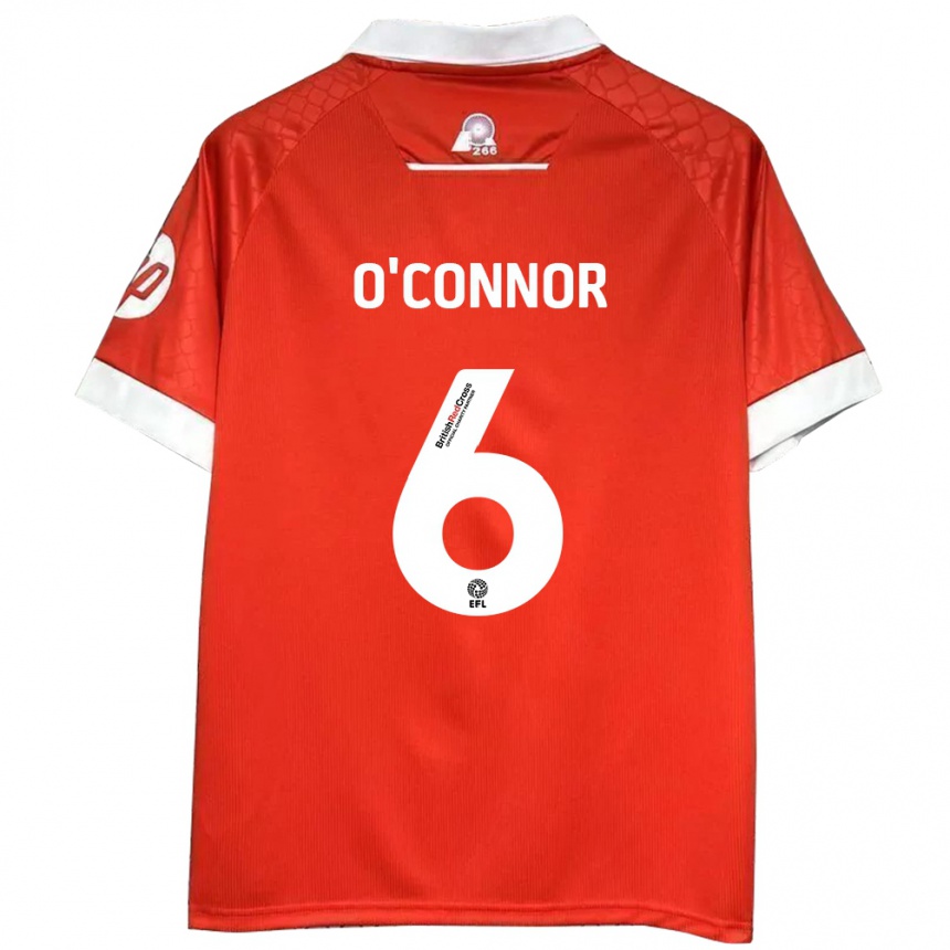 Hombre Fútbol Camiseta Thomas O'connor #6 Rojo Blanco 1ª Equipación 2024/25 Perú