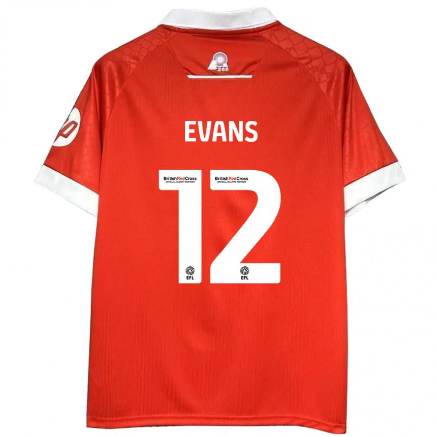 Hombre Fútbol Camiseta George Evans #12 Rojo Blanco 1ª Equipación 2024/25 Perú