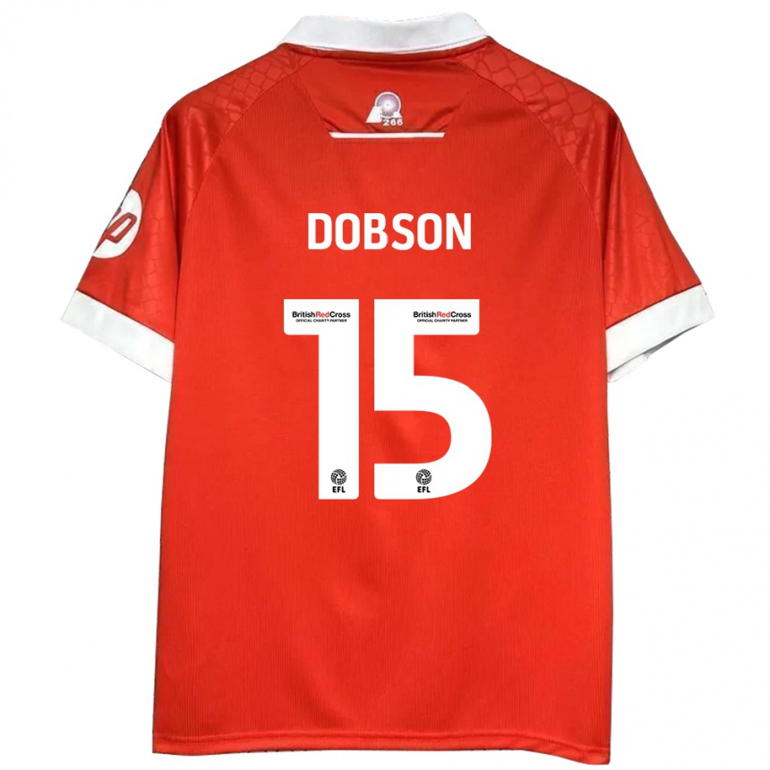 Hombre Fútbol Camiseta George Dobson #15 Rojo Blanco 1ª Equipación 2024/25 Perú