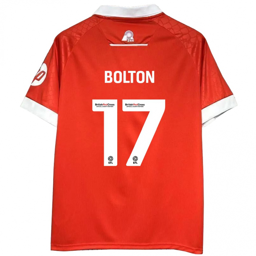 Hombre Fútbol Camiseta Luke Bolton #17 Rojo Blanco 1ª Equipación 2024/25 Perú