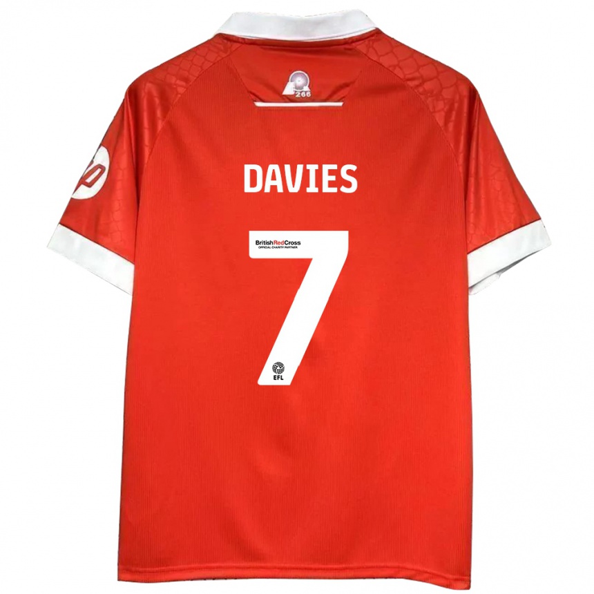 Hombre Fútbol Camiseta Jordan Davies #7 Rojo Blanco 1ª Equipación 2024/25 Perú