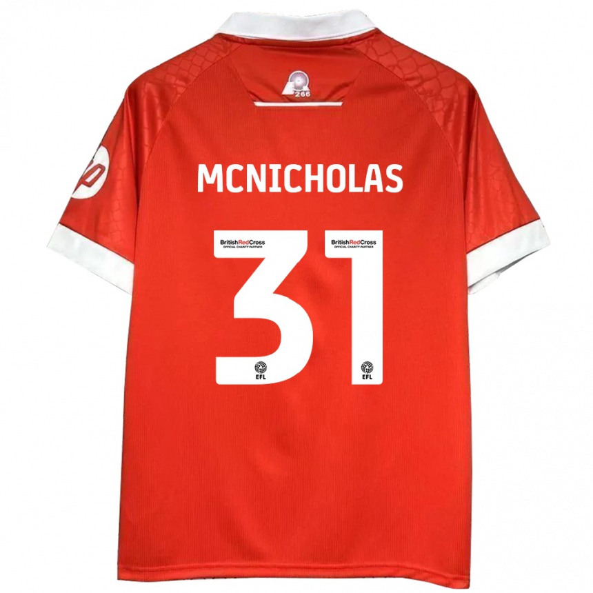 Hombre Fútbol Camiseta Luke Mcnicholas #31 Rojo Blanco 1ª Equipación 2024/25 Perú