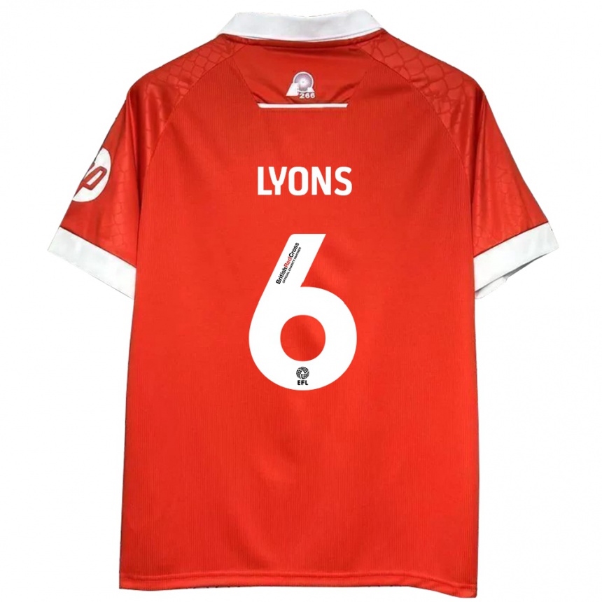 Hombre Fútbol Camiseta Lauryn Lyons #6 Rojo Blanco 1ª Equipación 2024/25 Perú