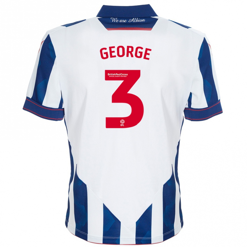 Hombre Fútbol Camiseta Hannah George #3 Blanco Azul Oscuro 1ª Equipación 2024/25 Perú