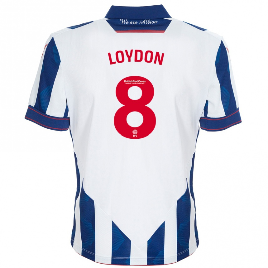 Hombre Fútbol Camiseta Abi Loydon #8 Blanco Azul Oscuro 1ª Equipación 2024/25 Perú