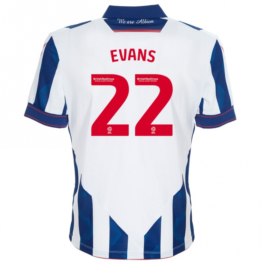 Hombre Fútbol Camiseta Kate Evans #22 Blanco Azul Oscuro 1ª Equipación 2024/25 Perú