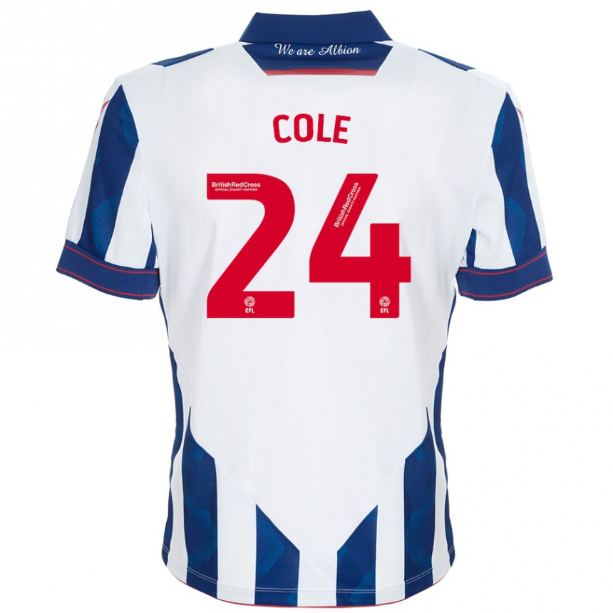 Hombre Fútbol Camiseta Delphi Cole #24 Blanco Azul Oscuro 1ª Equipación 2024/25 Perú