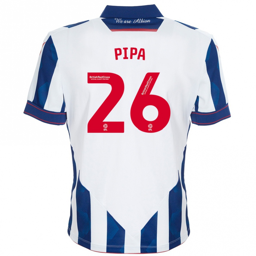 Hombre Fútbol Camiseta Pipa #26 Blanco Azul Oscuro 1ª Equipación 2024/25 Perú