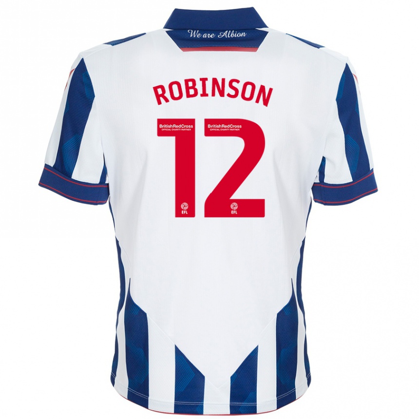 Hombre Fútbol Camiseta Leanne Robinson #12 Blanco Azul Oscuro 1ª Equipación 2024/25 Perú