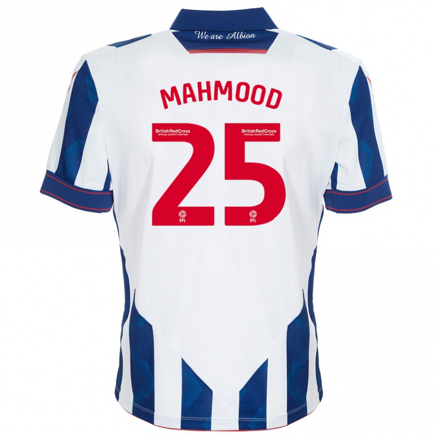 Hombre Fútbol Camiseta Mahmood #25 Blanco Azul Oscuro 1ª Equipación 2024/25 Perú