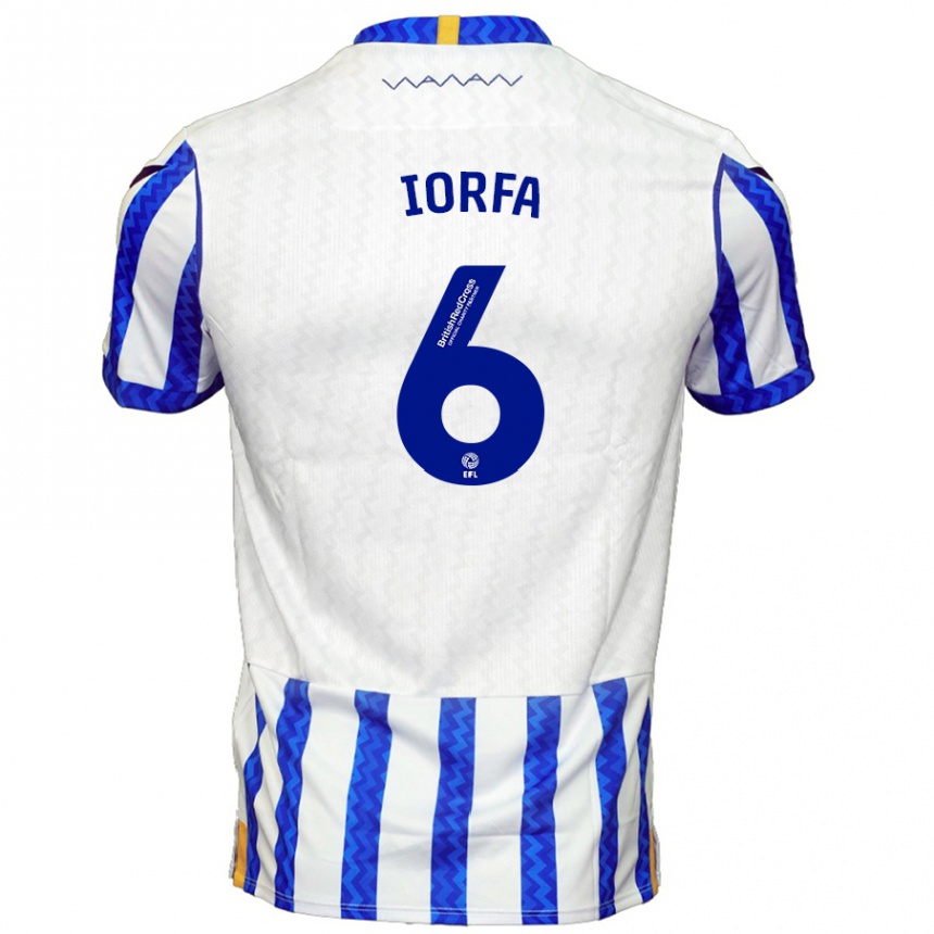 Hombre Fútbol Camiseta Dominic Iorfa #6 Azul Blanco 1ª Equipación 2024/25 Perú