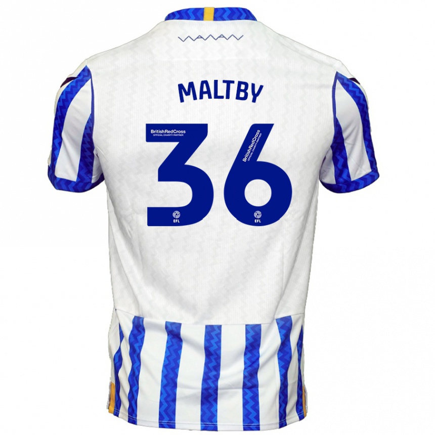 Hombre Fútbol Camiseta Mackenzie Maltby #36 Azul Blanco 1ª Equipación 2024/25 Perú