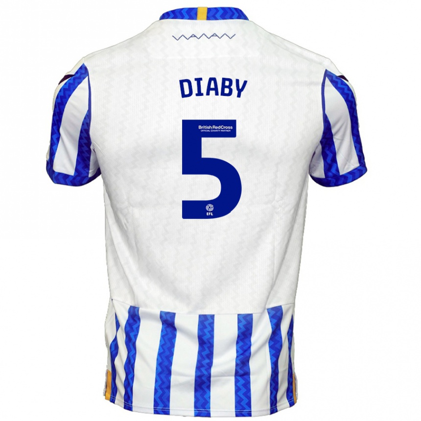 Hombre Fútbol Camiseta Bambo Diaby #5 Azul Blanco 1ª Equipación 2024/25 Perú