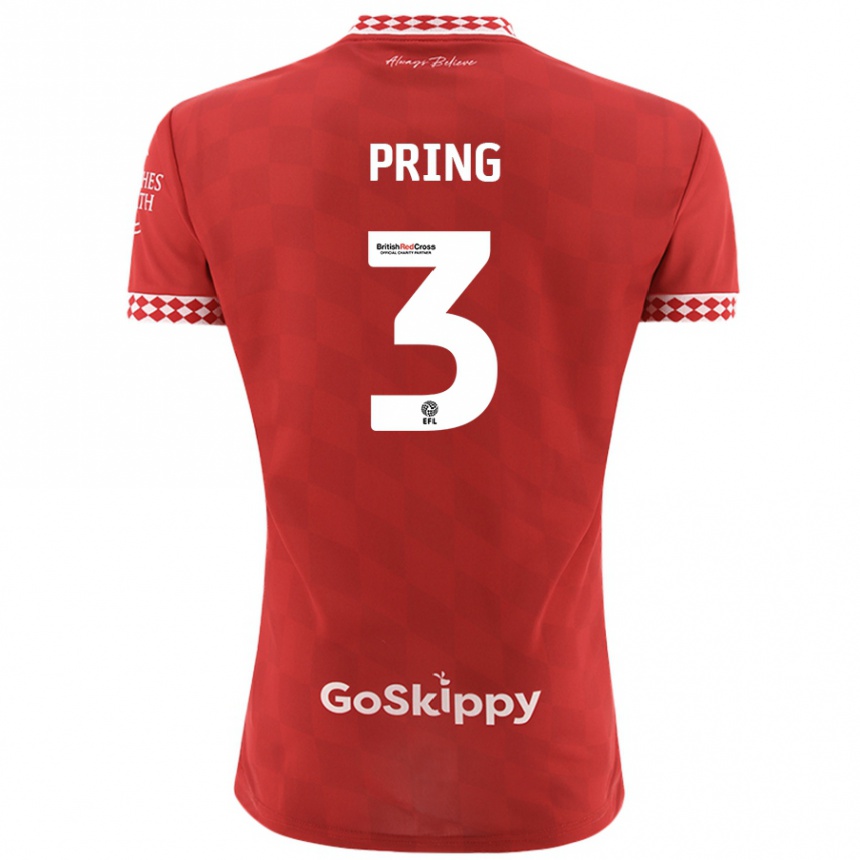 Hombre Fútbol Camiseta Cameron Pring #3 Rojo 1ª Equipación 2024/25 Perú