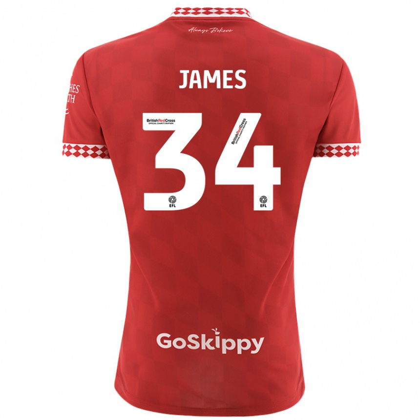 Hombre Fútbol Camiseta Joseph James #34 Rojo 1ª Equipación 2024/25 Perú