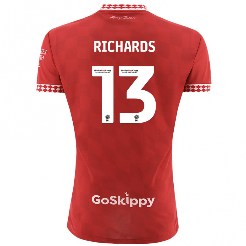 Hombre Fútbol Camiseta Harvey Wiles-Richards #13 Rojo 1ª Equipación 2024/25 Perú