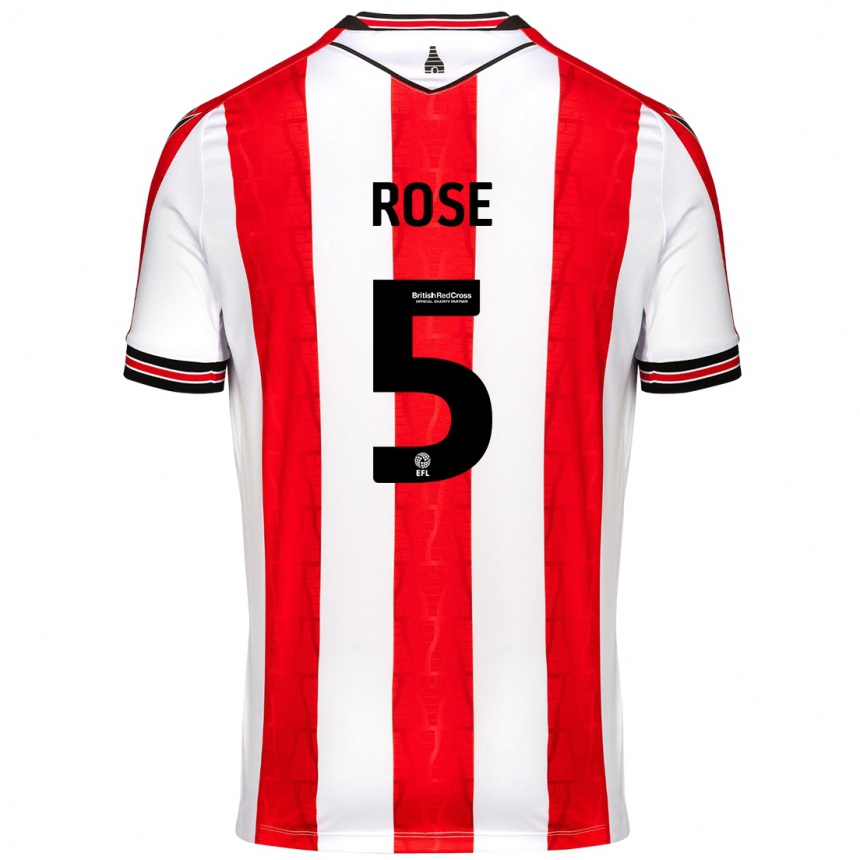 Hombre Fútbol Camiseta Michael Rose #5 Rojo Blanco 1ª Equipación 2024/25 Perú