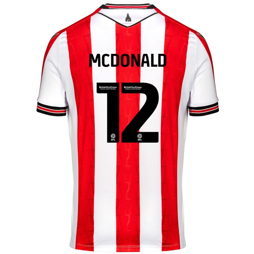 Hombre Fútbol Camiseta Kayleigh Mcdonald #12 Rojo Blanco 1ª Equipación 2024/25 Perú