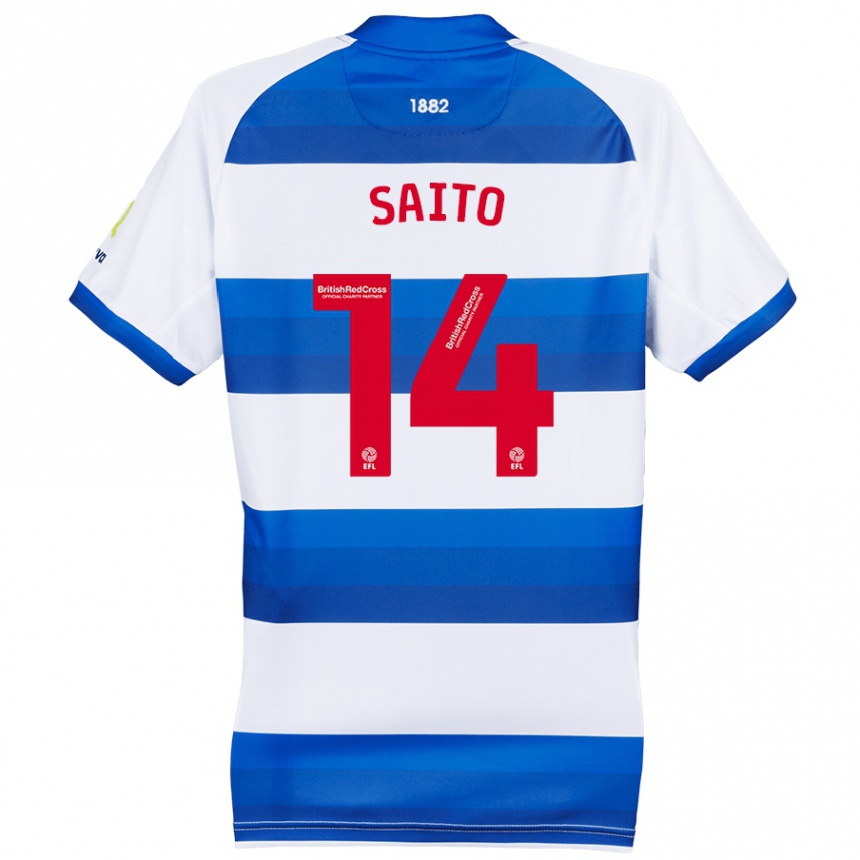 Hombre Fútbol Camiseta Koki Saito #14 Blanco Azul 1ª Equipación 2024/25 Perú