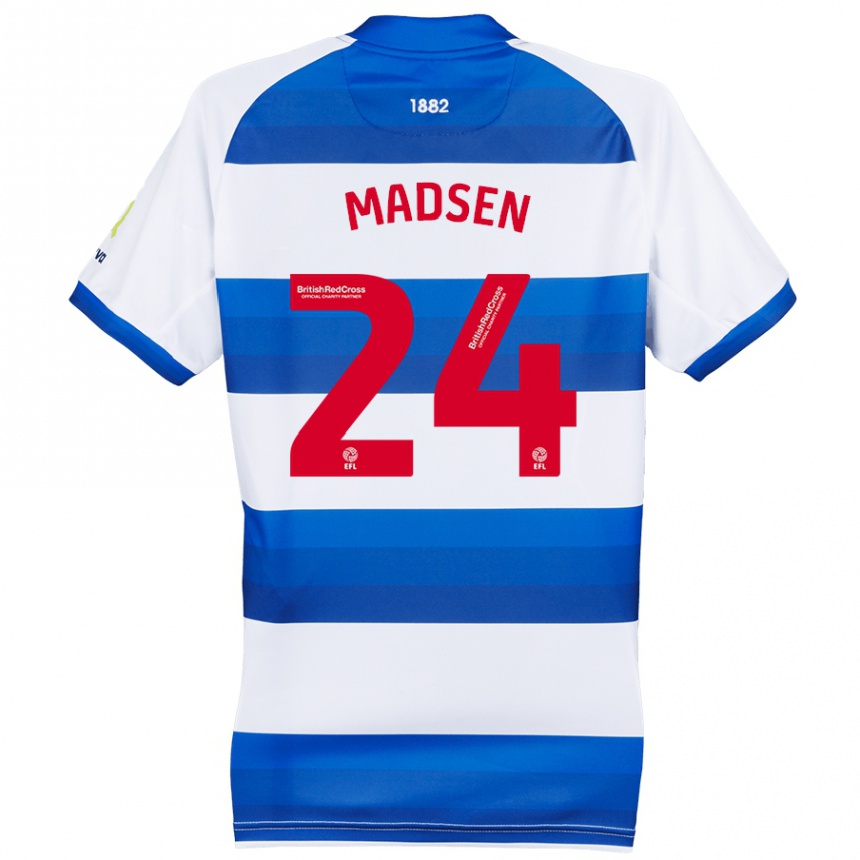 Hombre Fútbol Camiseta Nicolas Madsen #24 Blanco Azul 1ª Equipación 2024/25 Perú