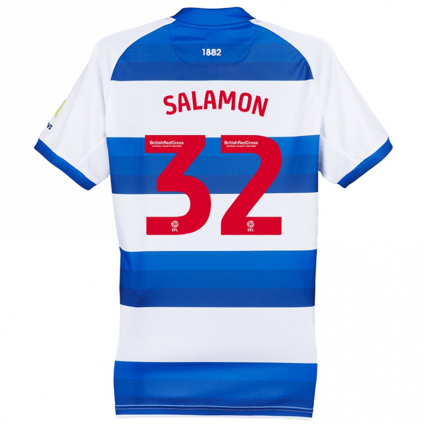 Hombre Fútbol Camiseta Matteo Salamon #32 Blanco Azul 1ª Equipación 2024/25 Perú