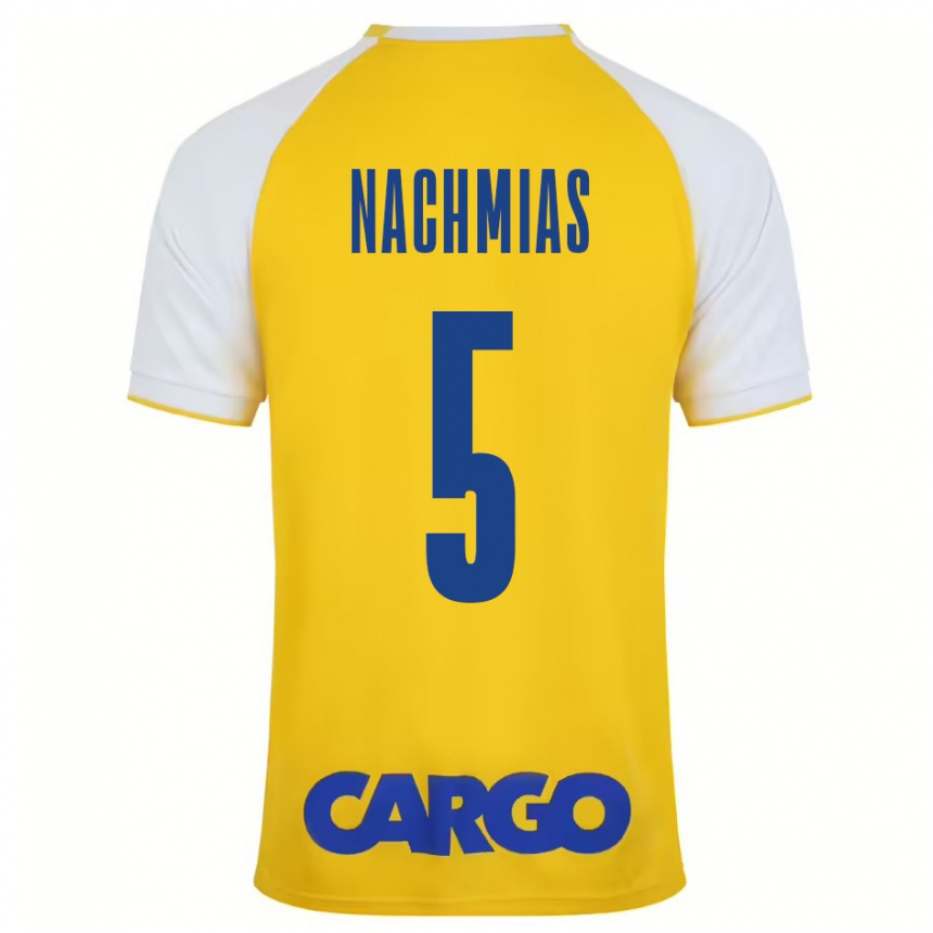 Hombre Fútbol Camiseta Idan Nachmias #5 Amarillo Blanco 1ª Equipación 2024/25 Perú