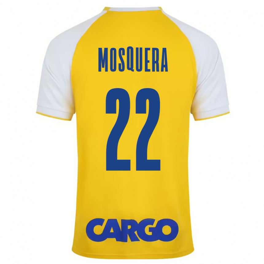 Hombre Fútbol Camiseta Orlando Mosquera #22 Amarillo Blanco 1ª Equipación 2024/25 Perú