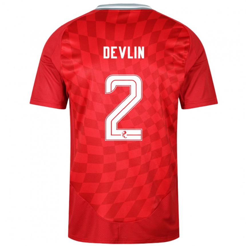 Hombre Fútbol Camiseta Nicky Devlin #2 Rojo 1ª Equipación 2024/25 Perú