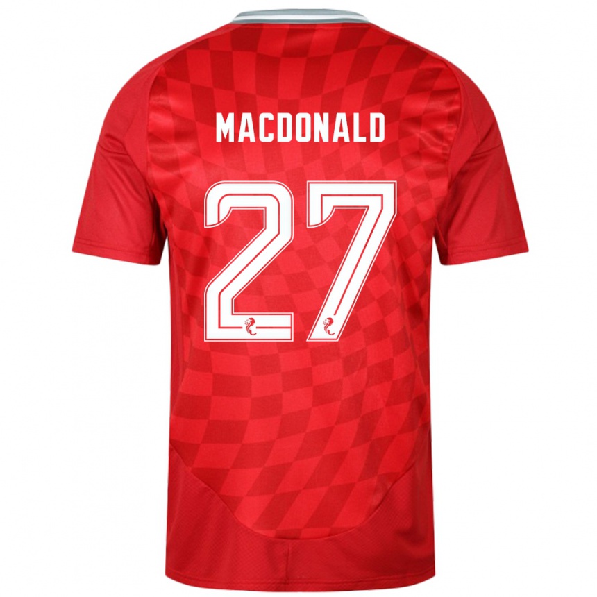 Hombre Fútbol Camiseta Angus Macdonald #27 Rojo 1ª Equipación 2024/25 Perú