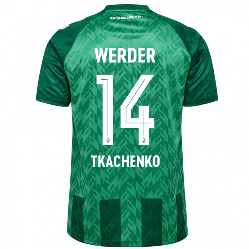 Hombre Fútbol Camiseta Oleksandr Tkachenko #14 Verde 1ª Equipación 2024/25 Perú