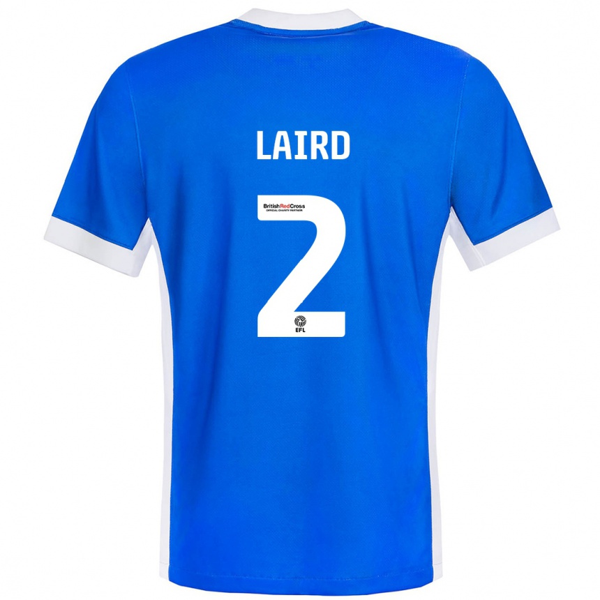 Hombre Fútbol Camiseta Ethan Laird #2 Azul Blanco 1ª Equipación 2024/25 Perú