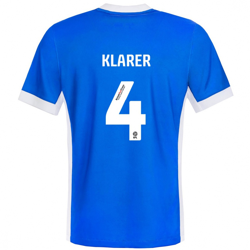 Hombre Fútbol Camiseta Christoph Klarer #4 Azul Blanco 1ª Equipación 2024/25 Perú