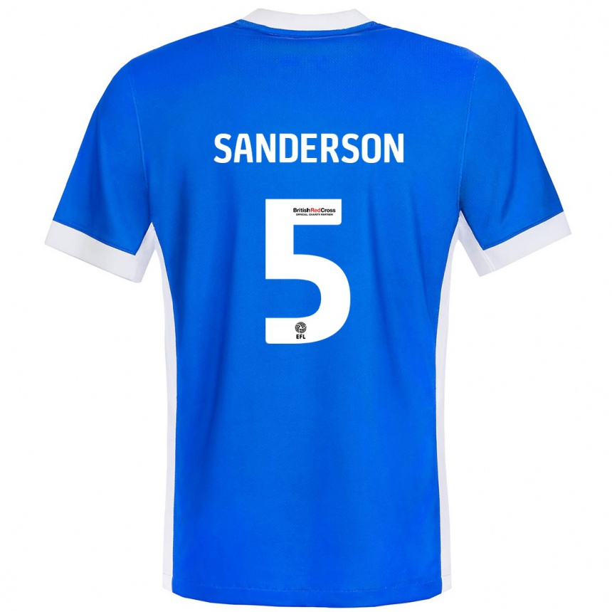 Hombre Fútbol Camiseta Dion Sanderson #5 Azul Blanco 1ª Equipación 2024/25 Perú