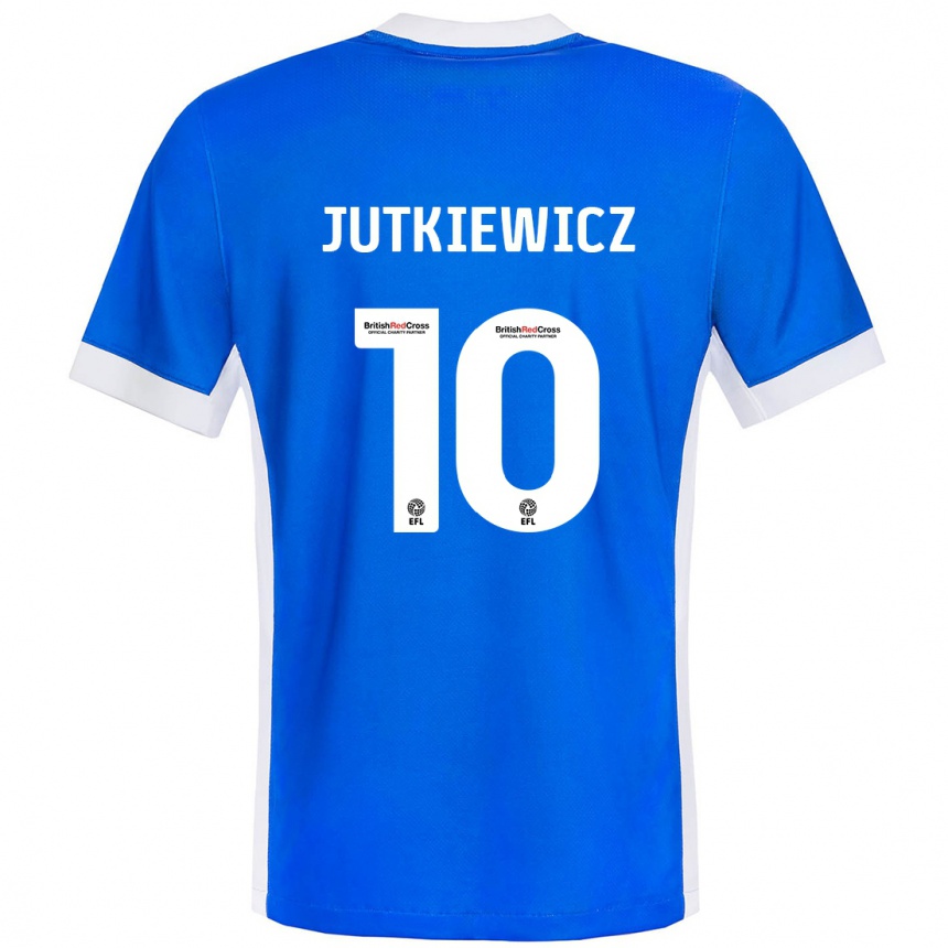 Hombre Fútbol Camiseta Lukas Jutkiewicz #10 Azul Blanco 1ª Equipación 2024/25 Perú