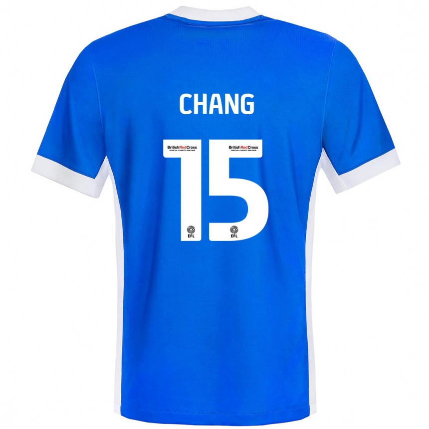 Hombre Fútbol Camiseta Alfie Chang #15 Azul Blanco 1ª Equipación 2024/25 Perú