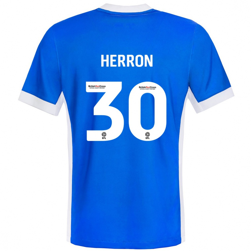 Hombre Fútbol Camiseta Neve Herron #30 Azul Blanco 1ª Equipación 2024/25 Perú