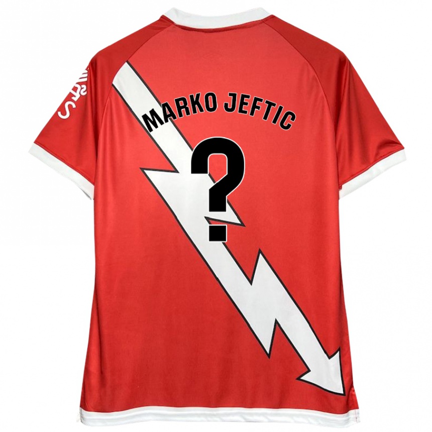 Hombre Fútbol Camiseta Marko Jeftic #0 Blanco Rojo 1ª Equipación 2024/25 Perú