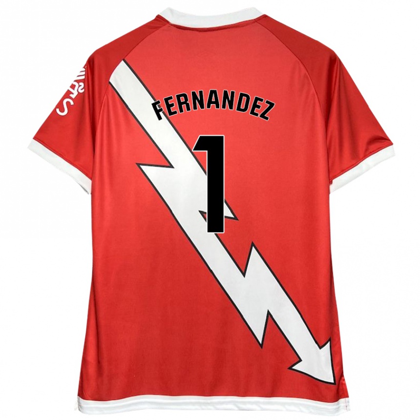 Hombre Fútbol Camiseta Nerea Fernández Santos #1 Blanco Rojo 1ª Equipación 2024/25 Perú