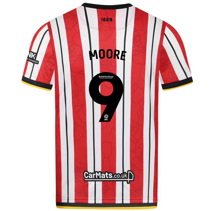 Hombre Fútbol Camiseta Kieffer Moore #9 Rojo Blanco Rayas 1ª Equipación 2024/25 Perú