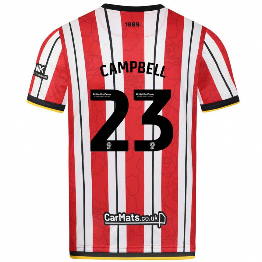 Hombre Fútbol Camiseta Tyrese Campbell #23 Rojo Blanco Rayas 1ª Equipación 2024/25 Perú