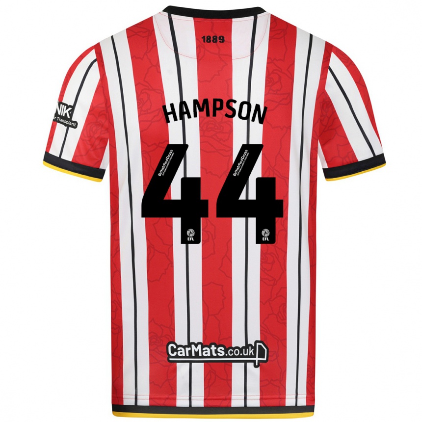 Hombre Fútbol Camiseta Owen Hampson #44 Rojo Blanco Rayas 1ª Equipación 2024/25 Perú