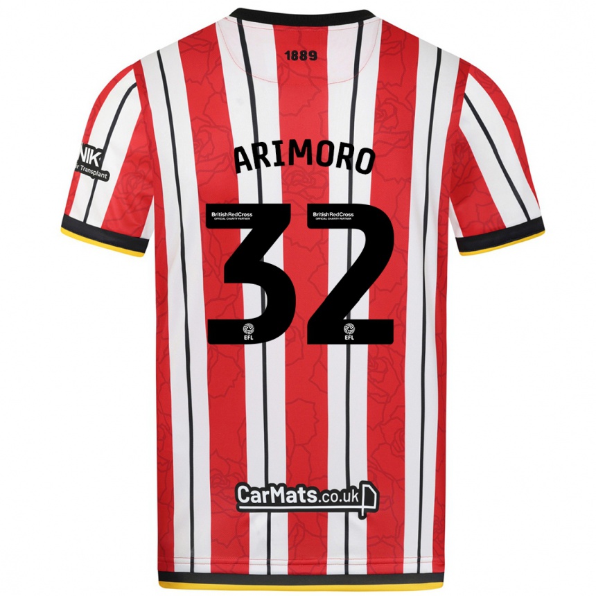 Hombre Fútbol Camiseta Juliet Khinde Adebowale-Arimoro #32 Rojo Blanco Rayas 1ª Equipación 2024/25 Perú