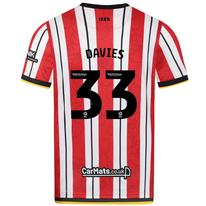 Hombre Fútbol Camiseta Bethan Davies #33 Rojo Blanco Rayas 1ª Equipación 2024/25 Perú