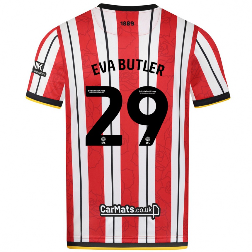 Hombre Fútbol Camiseta Eva Butler #29 Rojo Blanco Rayas 1ª Equipación 2024/25 Perú