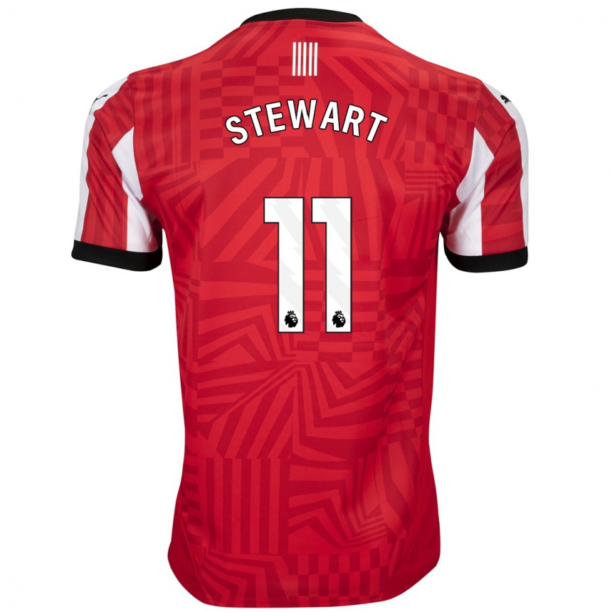 Hombre Fútbol Camiseta Ross Stewart #11 Rojo Blanco 1ª Equipación 2024/25 Perú