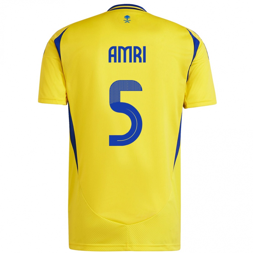 Hombre Fútbol Camiseta Abdulelah Al-Amri #5 Amarillo Azul 1ª Equipación 2024/25 Perú