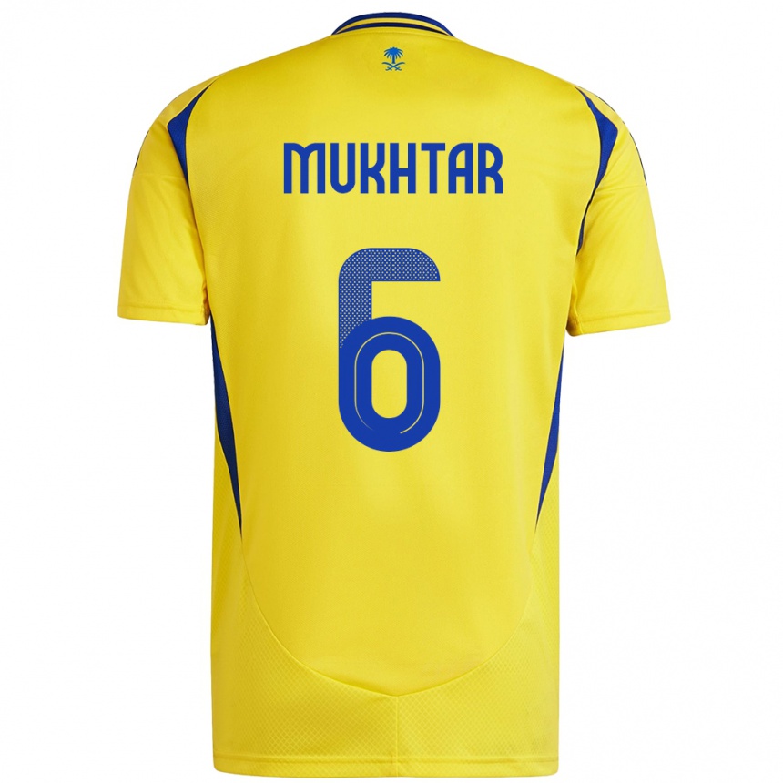 Hombre Fútbol Camiseta Mukhtar Ali #6 Amarillo Azul 1ª Equipación 2024/25 Perú