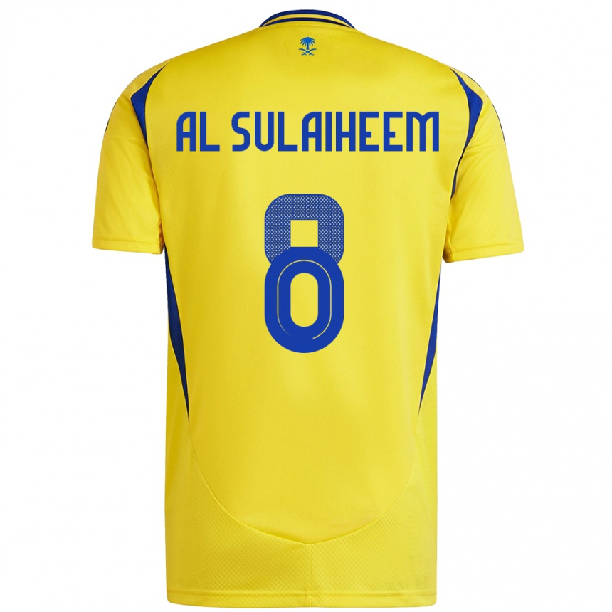 Hombre Fútbol Camiseta Abdulmajeed Al-Sulaiheem #8 Amarillo Azul 1ª Equipación 2024/25 Perú